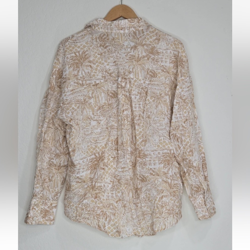 Lilly Pulitzer Stevey Relaxed Button Down Shirt Palm Beach Paradise Size M Women - Picture 2 of 8